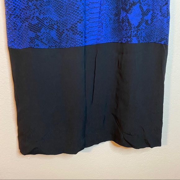 REBECCA TAYLOR blue python colorblock shift dress - Picture 4 of 12